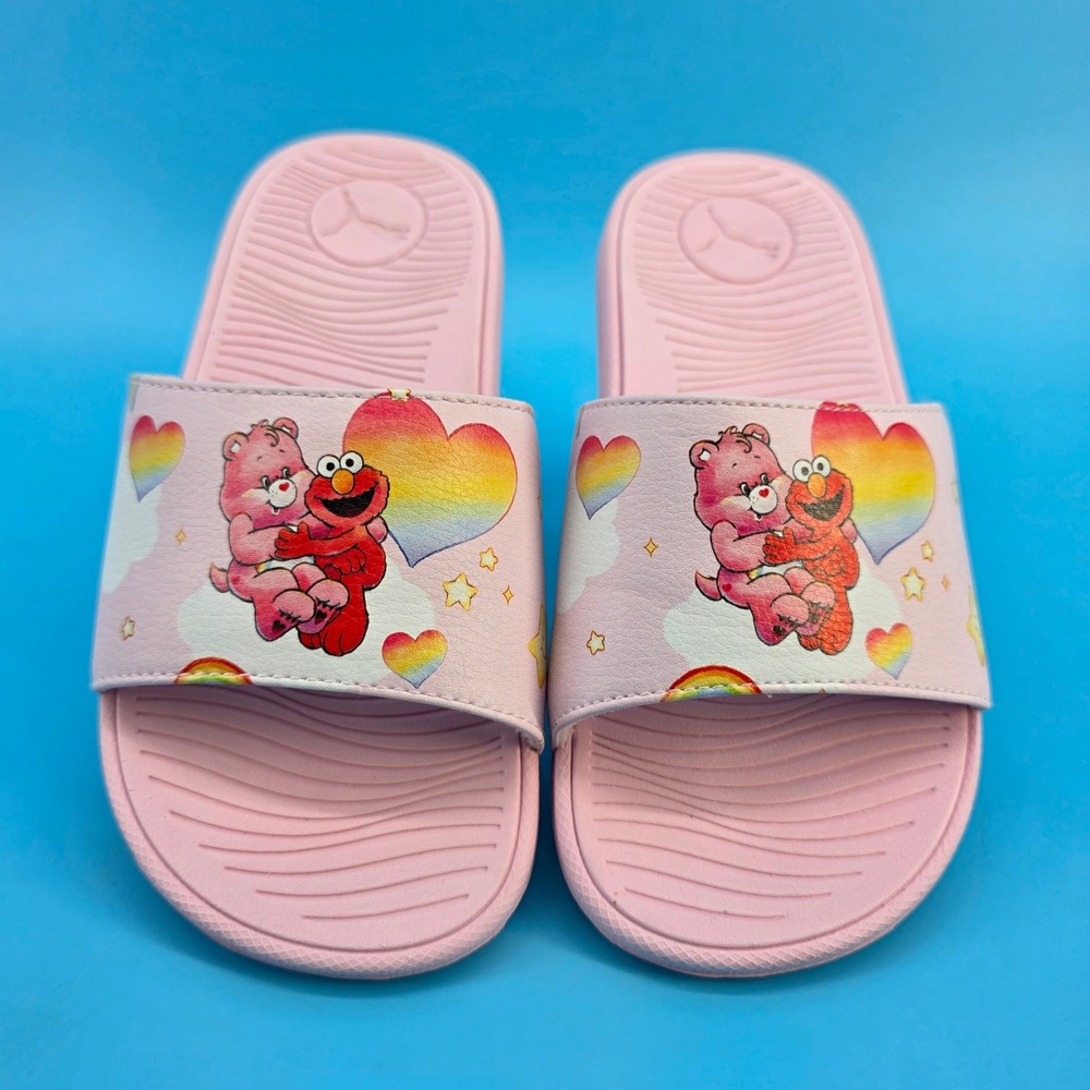 Puma Sesame Street Care Bears Pink Elmo Slides Sandals Kids Size 3C